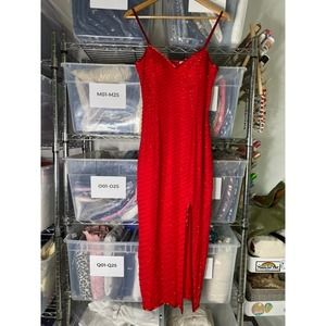 A.J. BARI for LORD & TAYLOR Silk Beaded Sheath Midi Dress Side Slit Size 10